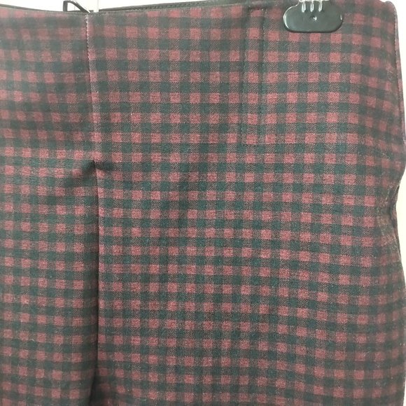 L - Maurices High Rise red plaid checkered slimming ponte legging elastic waist - Picture 2 of 6